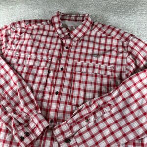 Scheels Outfitters Vented‎ Fishing Shirt Sz Large Long Sleeve Button Up Red Men